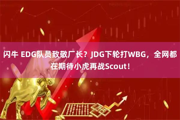 闪牛 EDG队员致敬厂长？JDG下轮打WBG，全网都在期待小虎再战Scout！