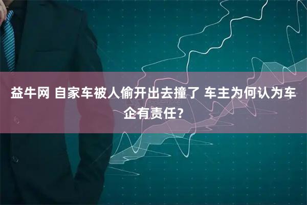 益牛网 自家车被人偷开出去撞了 车主为何认为车企有责任？