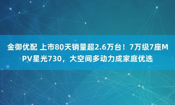 金御优配 上市80天销量超2.6万台！7万级7座MPV星光730，大空间多动力成家庭优选